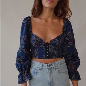 Urban Outfitters Jayden Balloon Sleeve Bustier Top